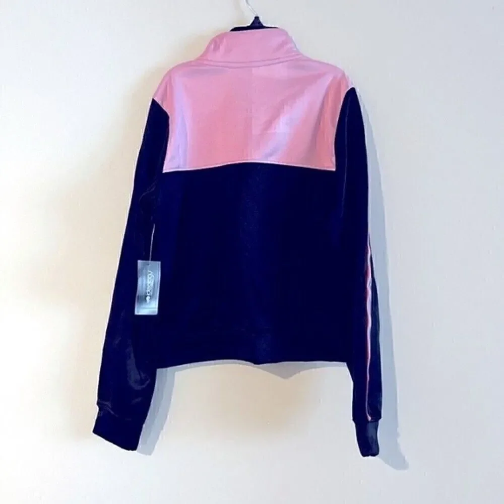 New Ideology Big Girls Rainbow Striped Track Jacket Pink/Black sweater s…